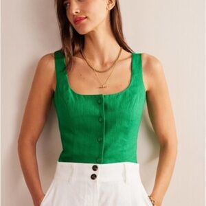 Boden Vibrant Green Sleeveless Blouse